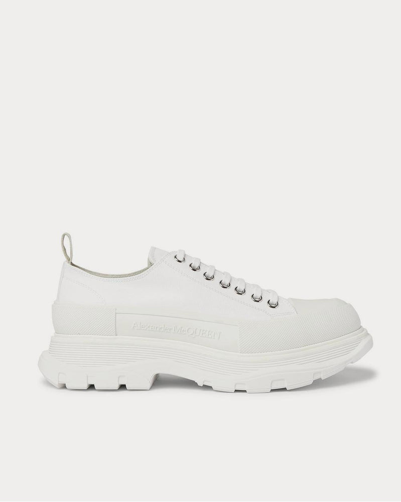 Alexander McQueen Rubber-Trimmed Canvas  White low top sneakers - 1