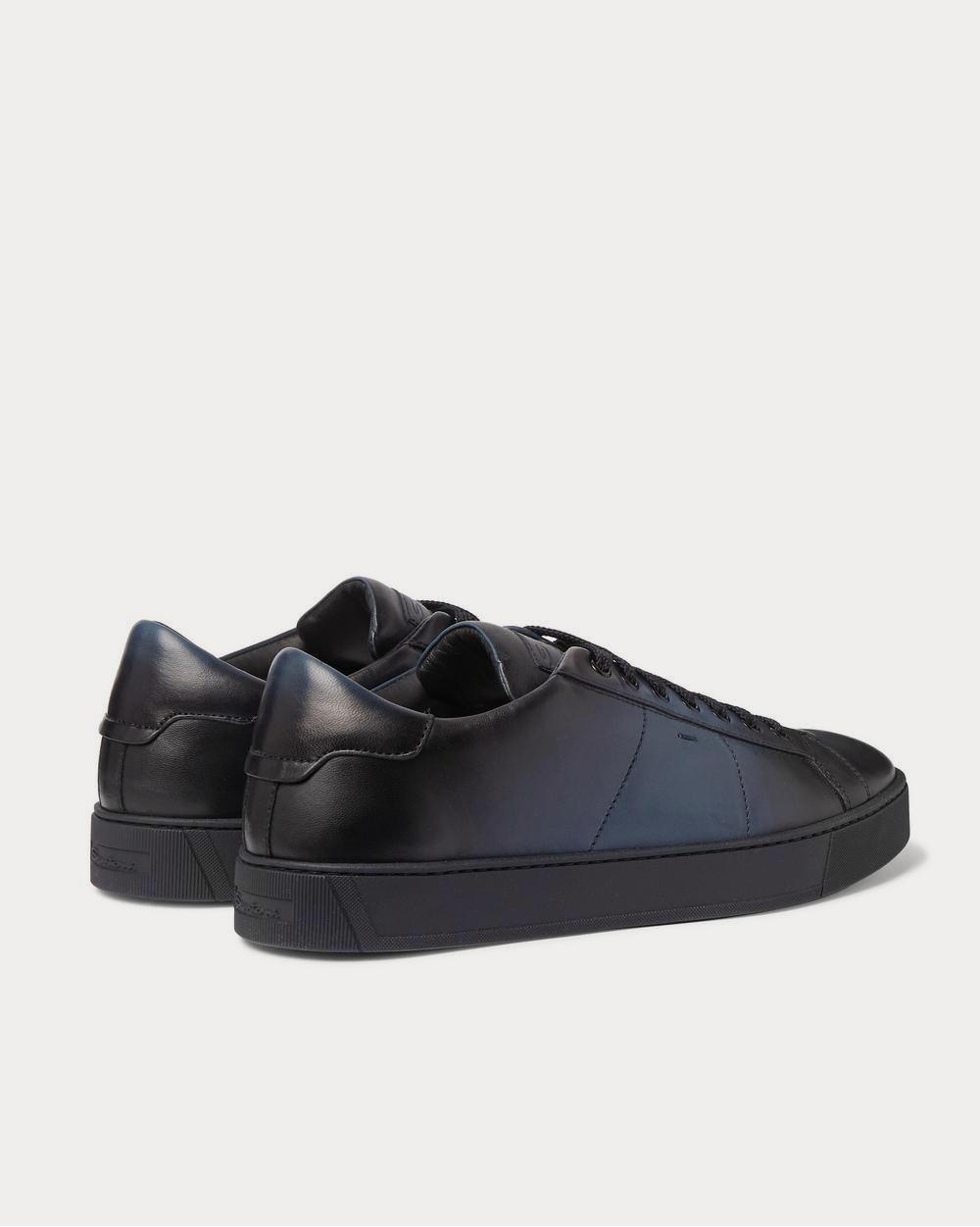 Santoni Burnished-Leather  Navy low top sneakers - 3