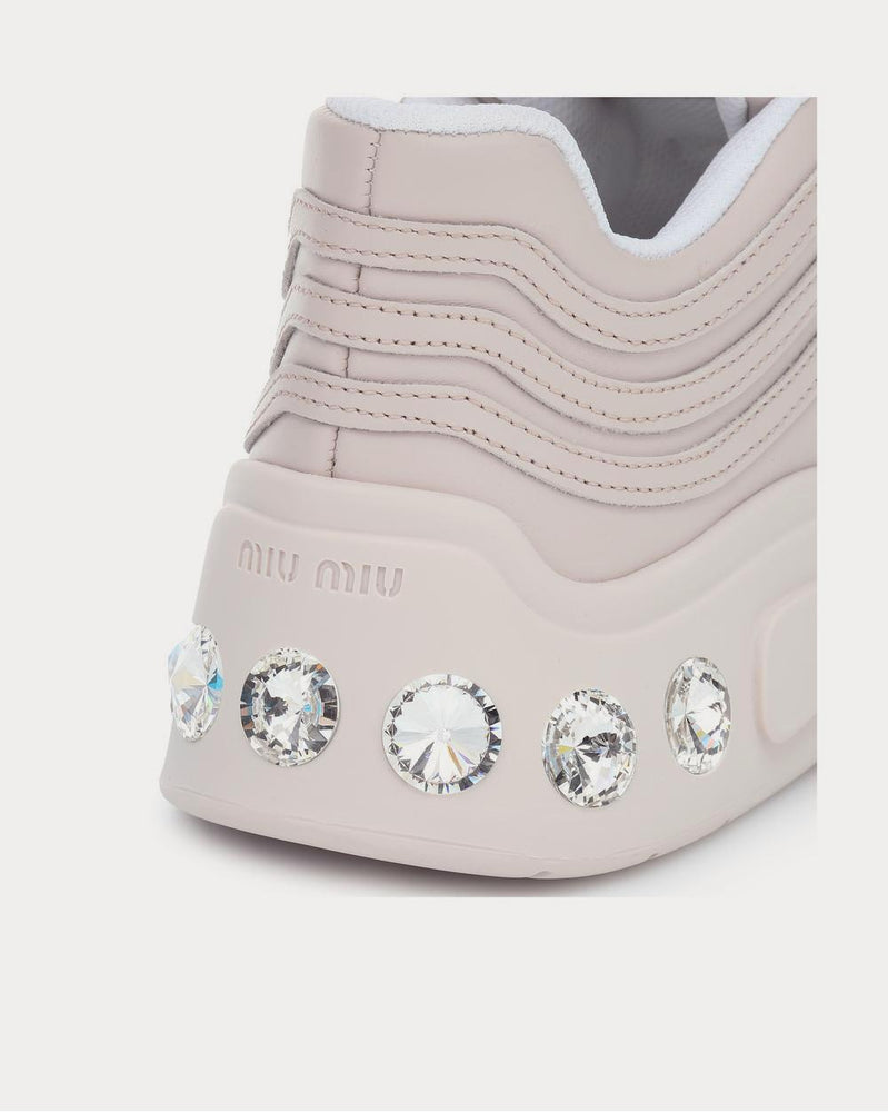 Miu Miu Embellished leather Pink High Top Sneakers - 4