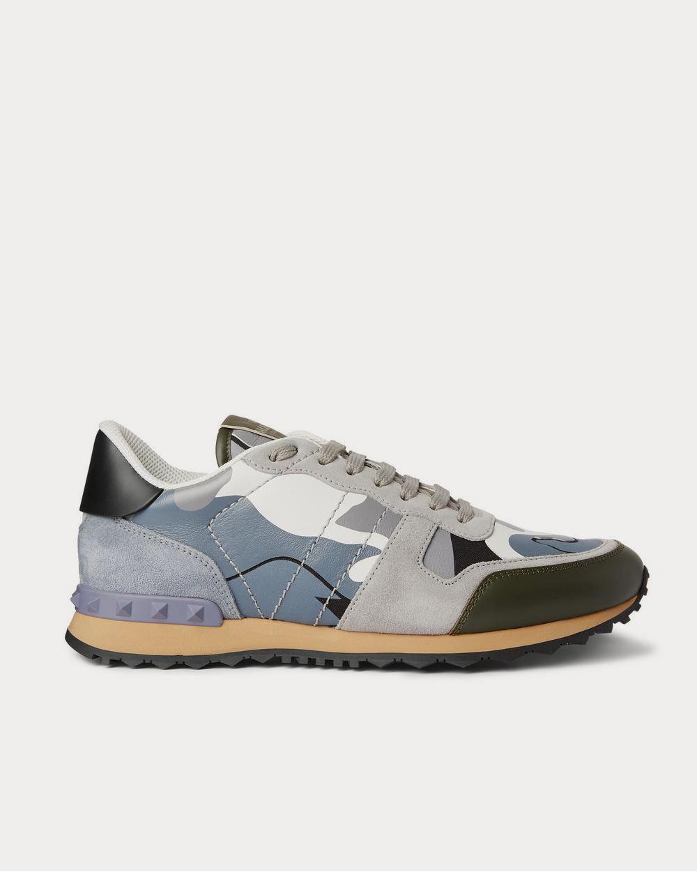 Valentino Rock Runner Suede, Leather and Canvas  Gray low top sneakers - 1