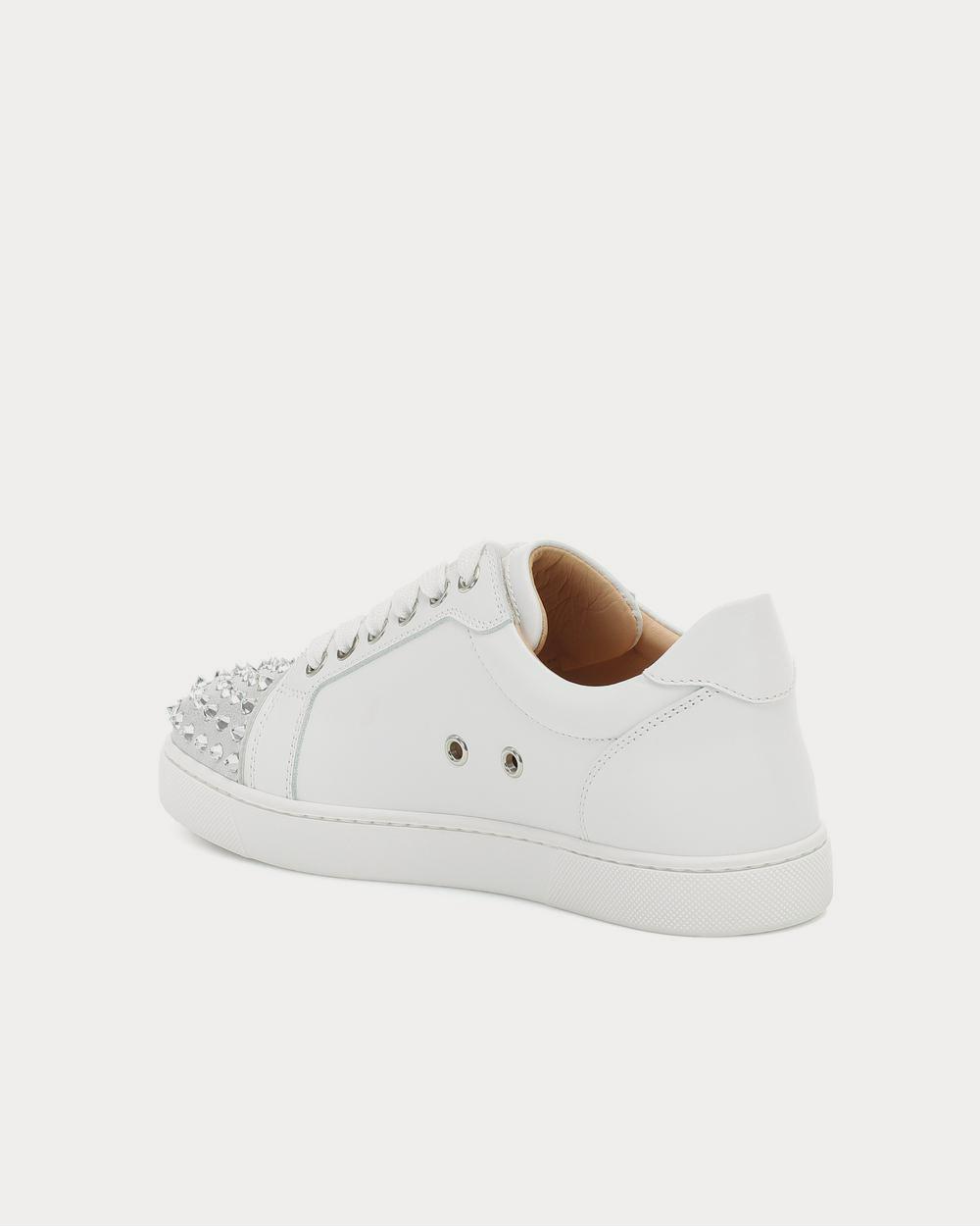 Christian Louboutin Vieira Spikes Krystal Silver Low Top Sneakers - 3