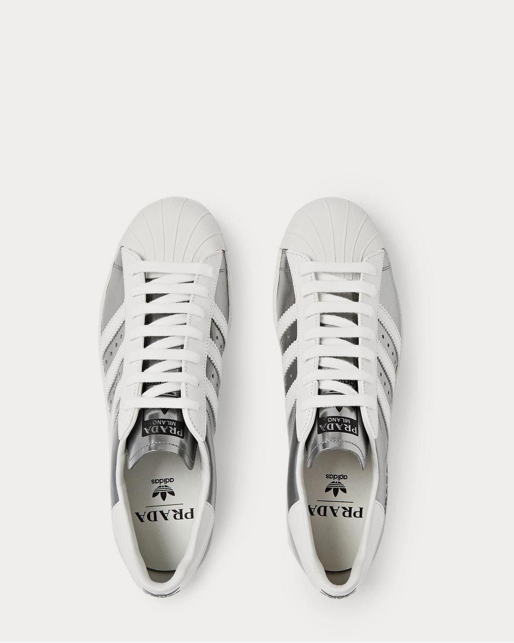 Adidas x Prada 450 Metallic Leather  Silver low top sneakers - 6