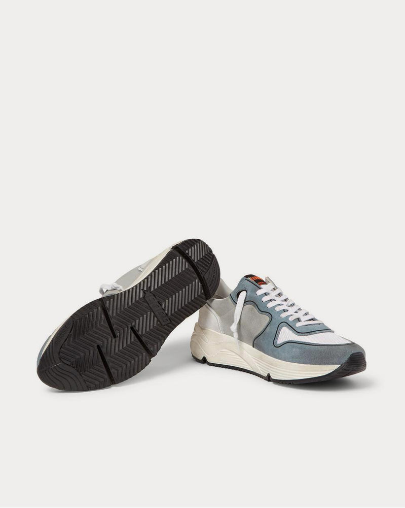 Golden Goose Running Sole Leather-Trimmed Distressed Suede, Canvas, Nubuck and Mesh  Gray low top sneakers - 3