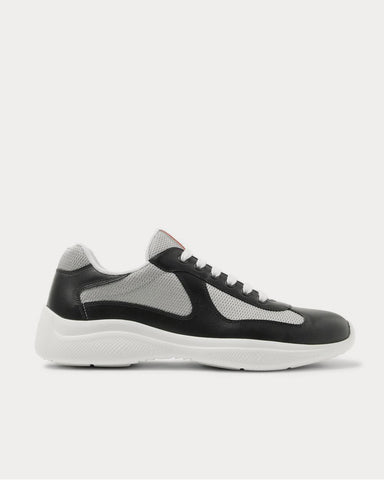 Prada America's Cup Leather and Mesh  Black low top sneakers