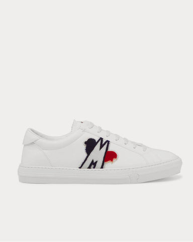 Moncler New Monaco Logo-Appliquéd Leather  White low top sneakers