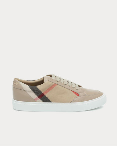 Burberry Salmond leather and cotton Tan Low Top Sneakers