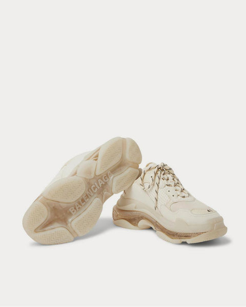 Balenciaga Triple S Women039s Beige Clear Sole Sneakers New  eBay
