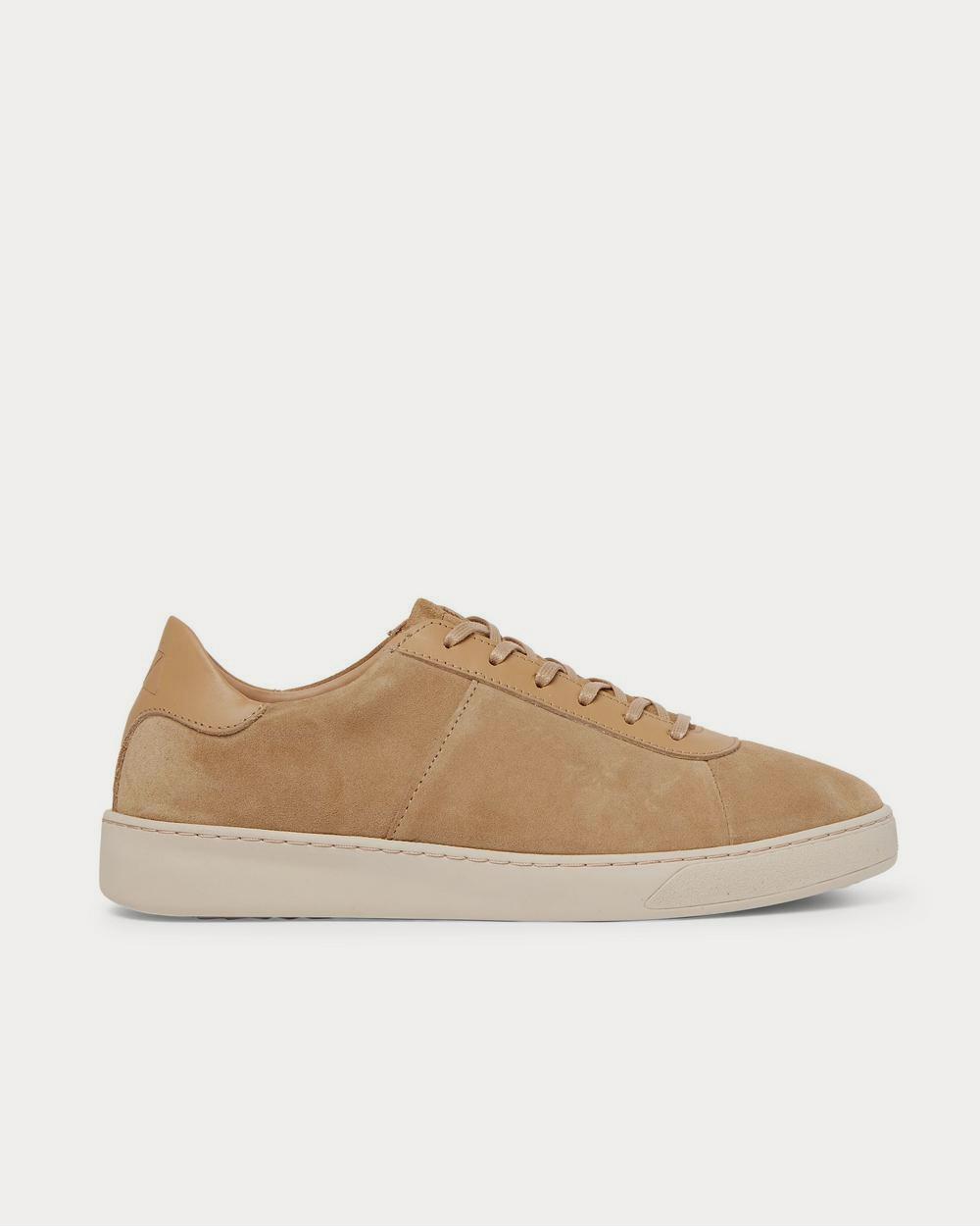 Mulo Leather-Trimmed Suede  Beige low top sneakers - 1