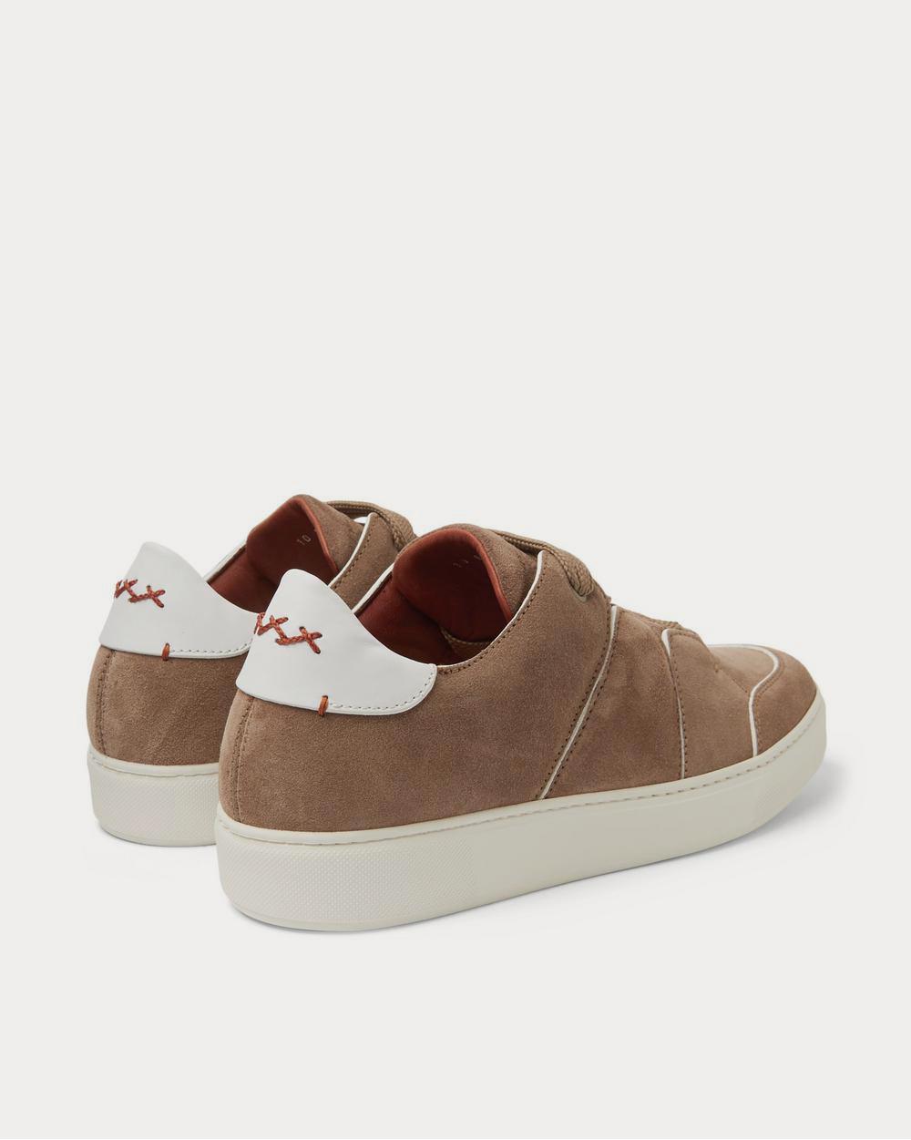 Ermenegildo Zegna Tiziano Leather-Trimmed Suede  Light brown low top sneakers - 3