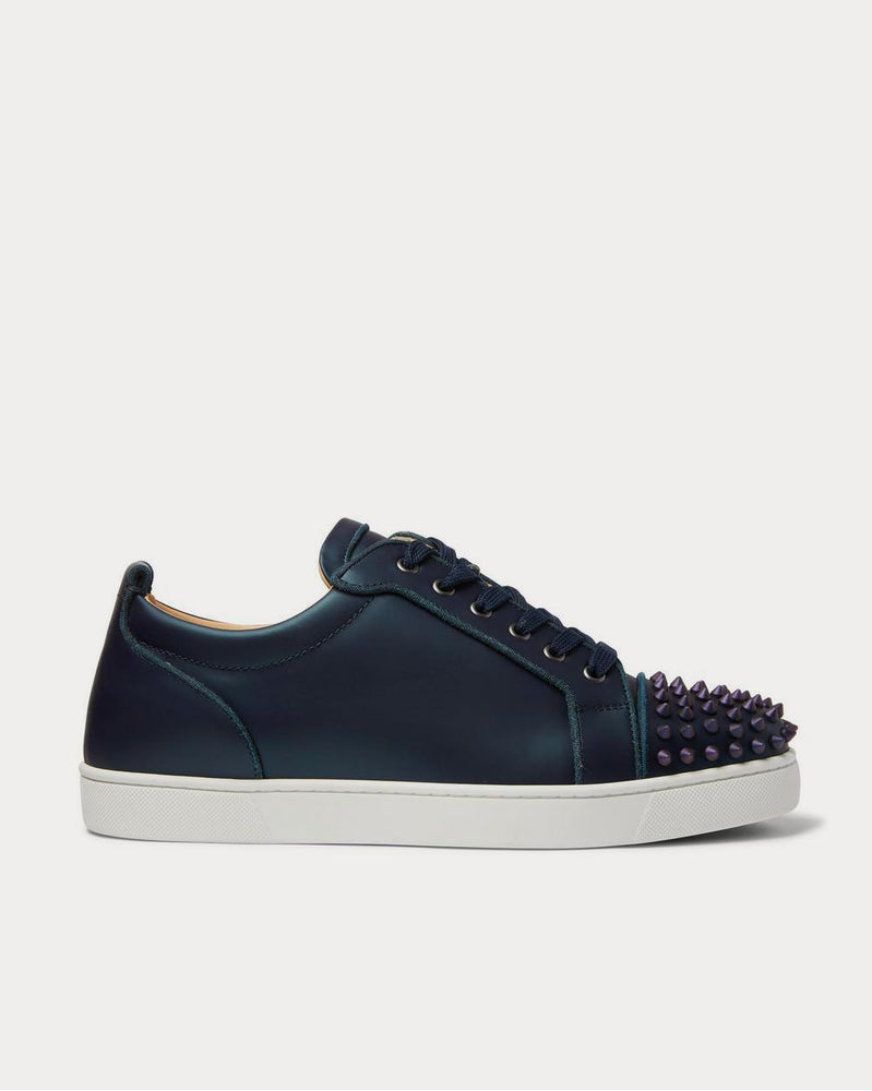 Christian Louboutin Louis Junior Spikes Cap-Toe Iridescent Leather  Blue low top sneakers - 1