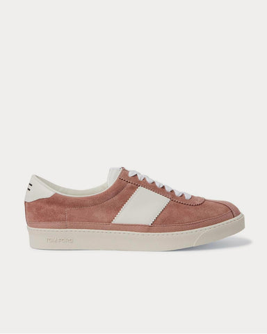 Tom Ford Bannister Leather-Trimmed Suede  Pink low top sneakers