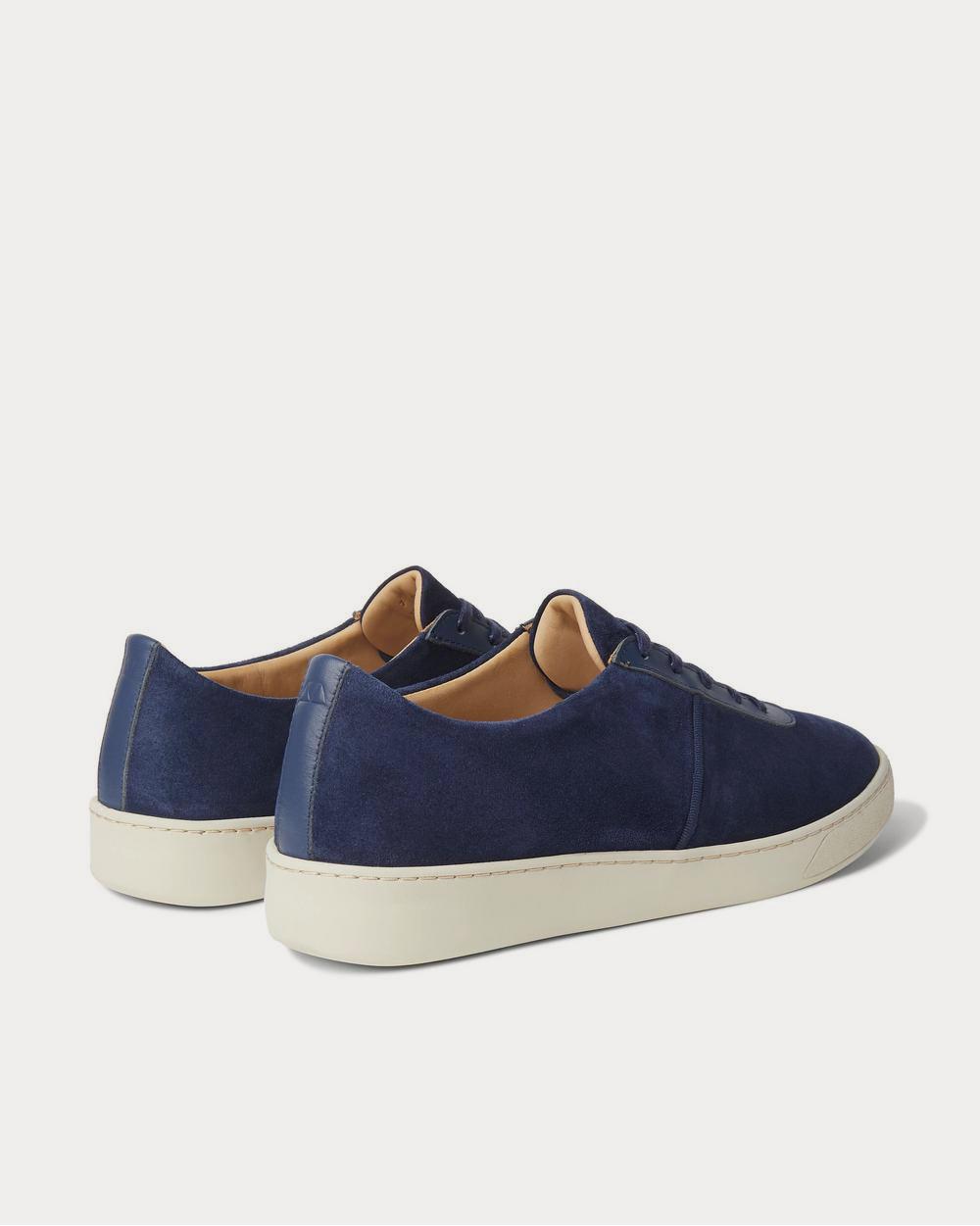 Mulo Leather-Trimmed Suede  Navy low top sneakers - 4