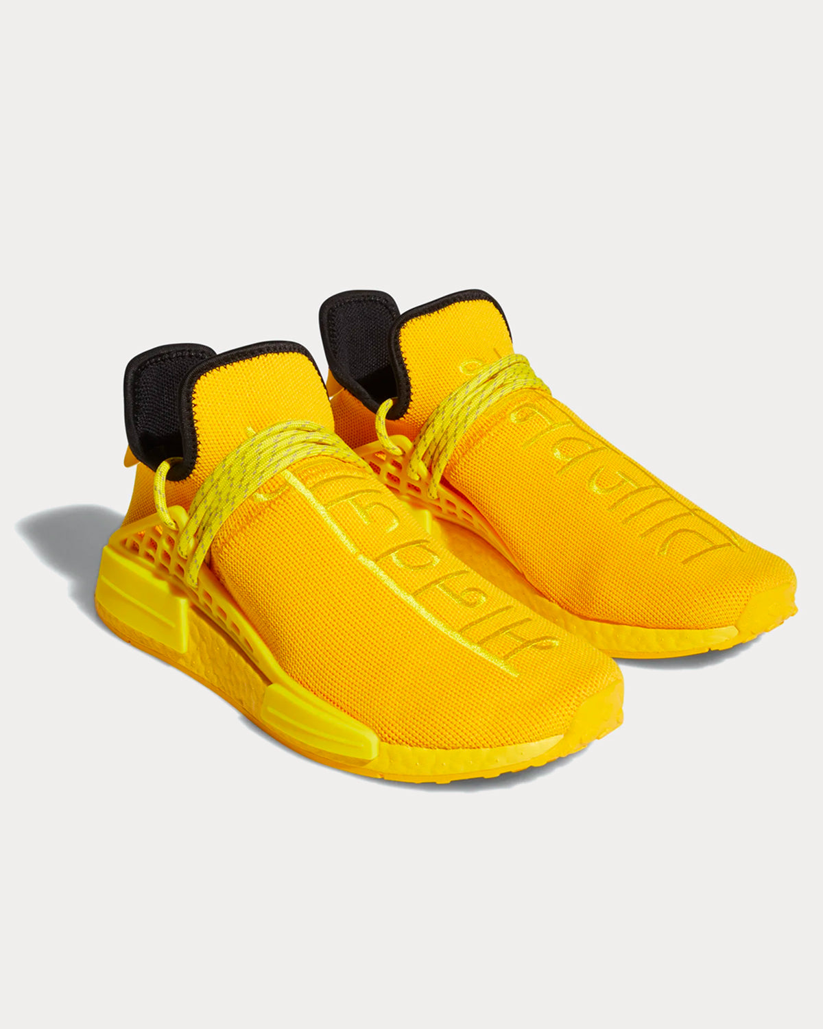 Adidas x Pharrell Williams HU NMD Bold Gold Yellow Black Low Top Sneakers Sneak in Peace