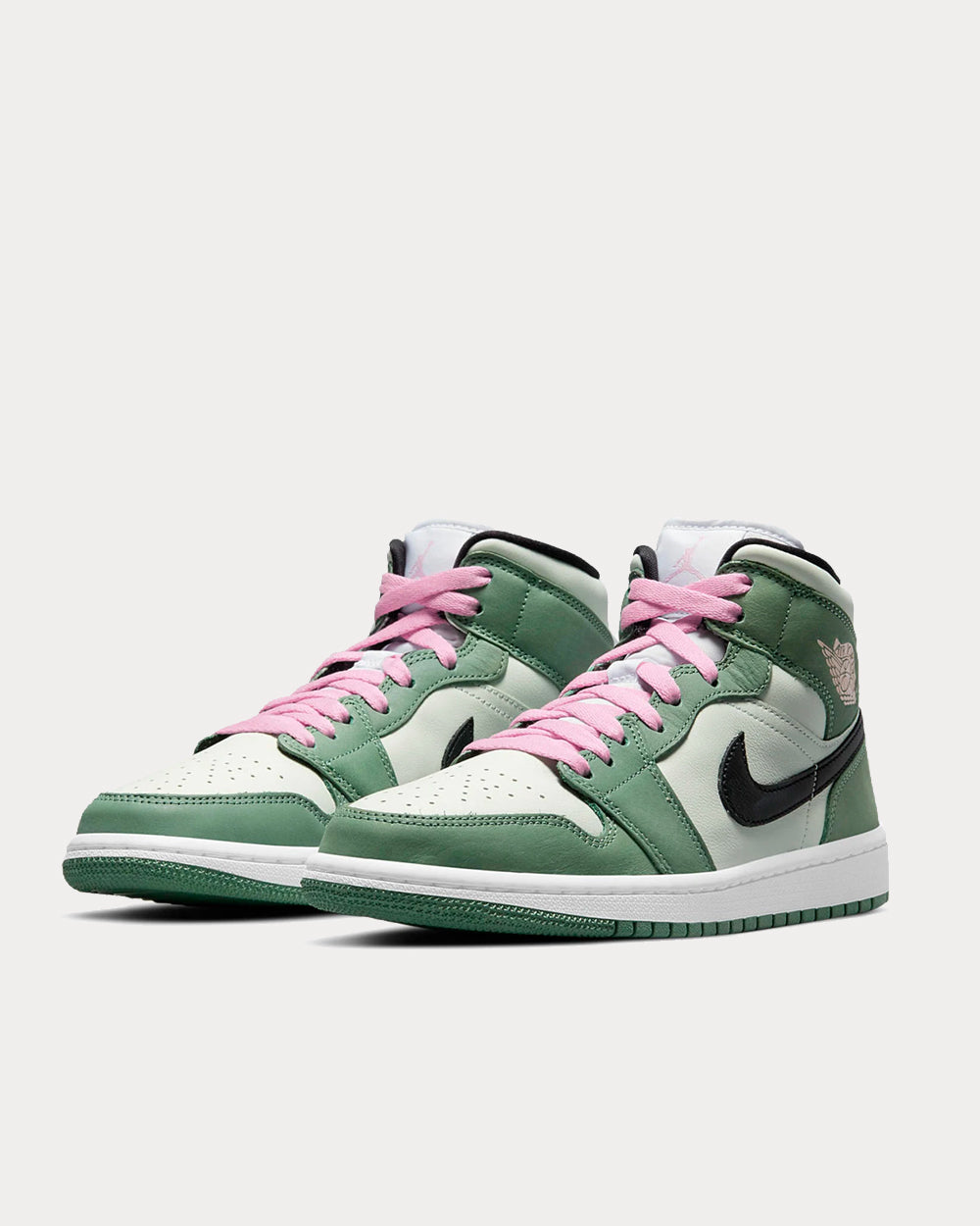 Women s Air Jordan 1 Mid SE Dutch Green Black Pink High Top Sneakers