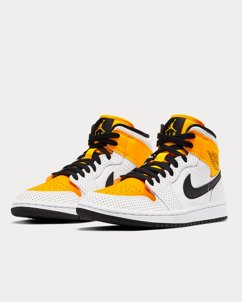 Jordan Air Jordan 1 Mid W White, Black & Gold High Top Sneakers - 2