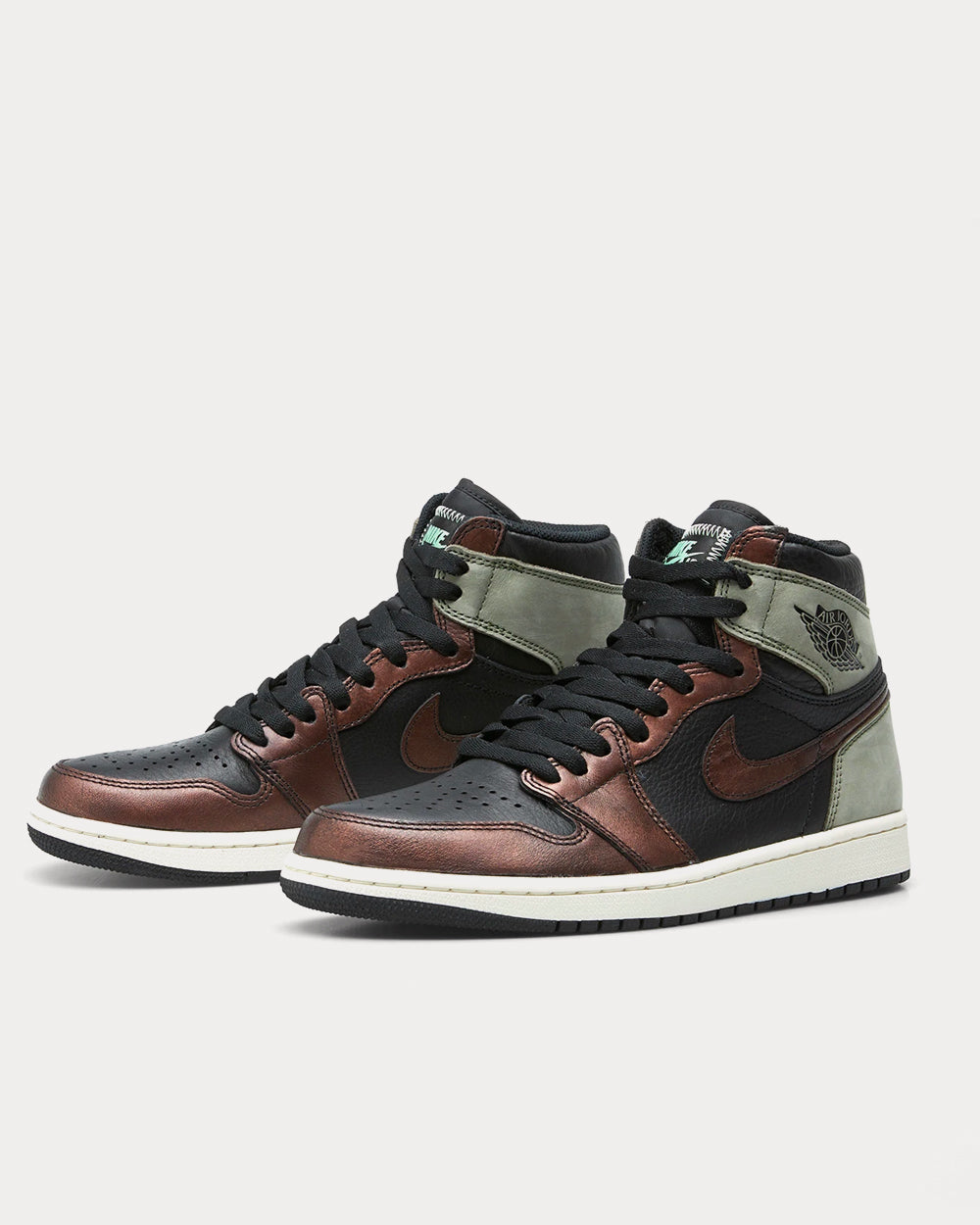 Nike Air Jordan 1 Retro High OG Black / Mint / Sail High Top Sneakers - 2