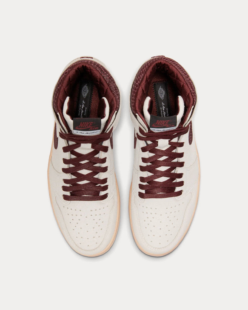 Jordan x A Ma Maniere Air Jordan 1 Retro High OG Sail / Burgundy / White High Top Sneakers - 2