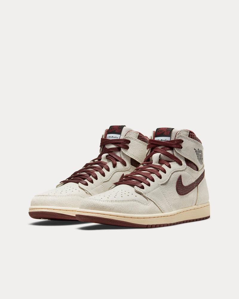 Jordan x A Ma Maniere Air Jordan 1 Retro High OG Sail / Burgundy / White High Top Sneakers - 3