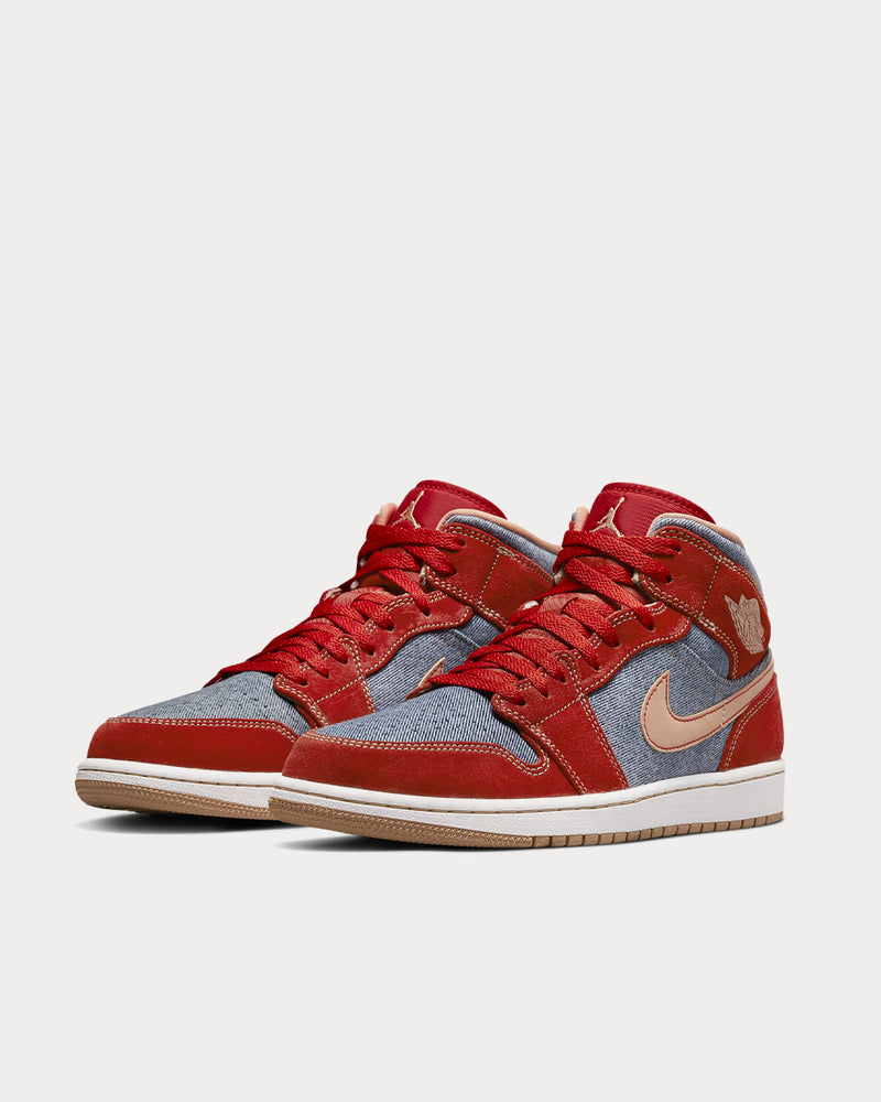 Jordan Air Jordan 1 Mid SE Cinnabar / White / Hemp High Top Sneakers - 3