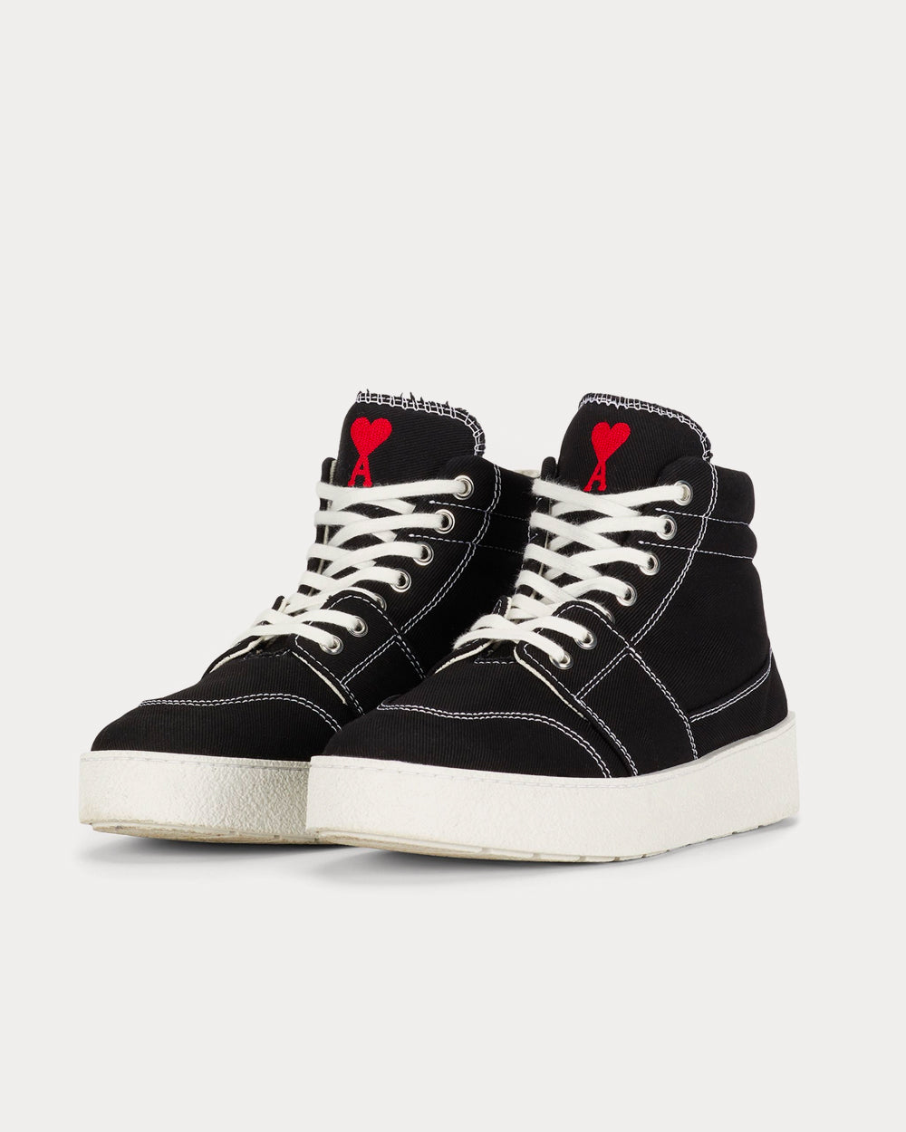 AMI Ami de Coeur Denim Black High Top Sneakers - 2