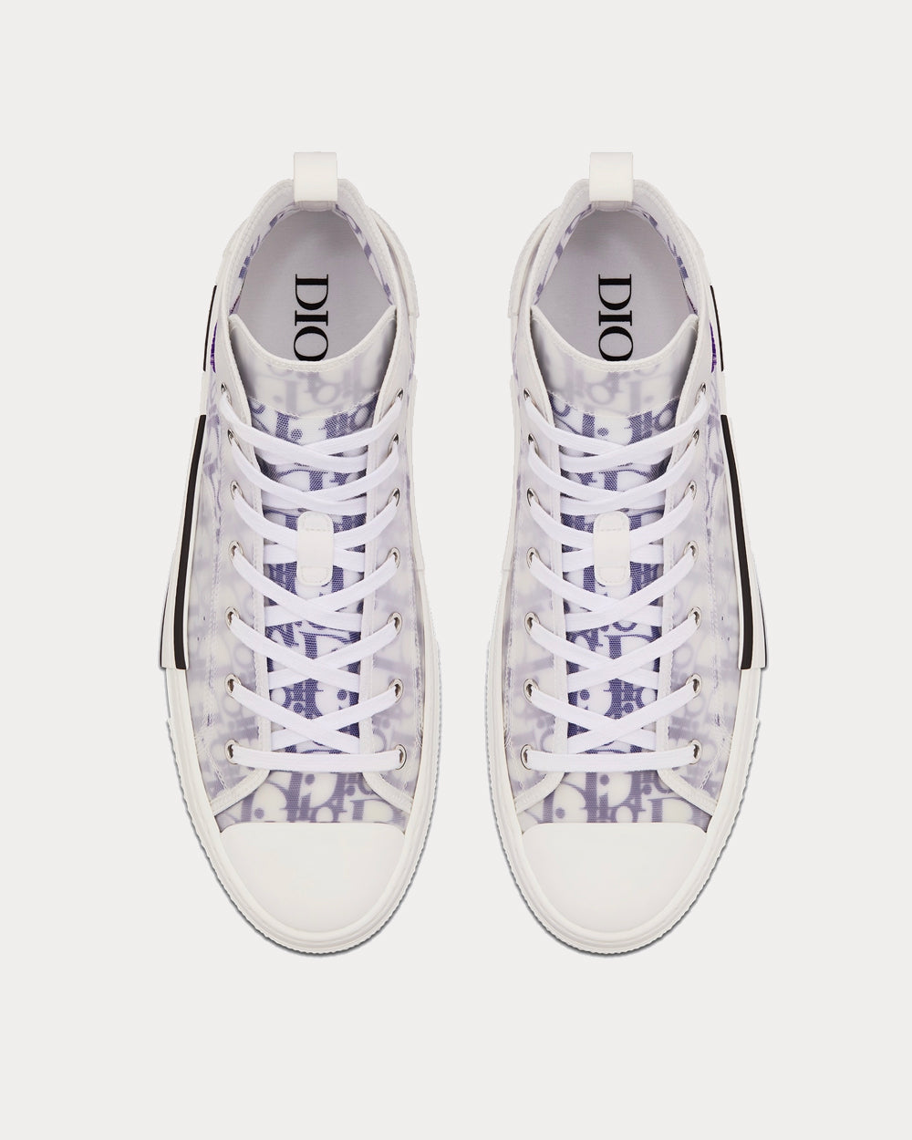 Dior x Kenny Scharf B23 White and Purple Dior Oblique Canvas with Embroidered Patches High Top Sneakers - 3