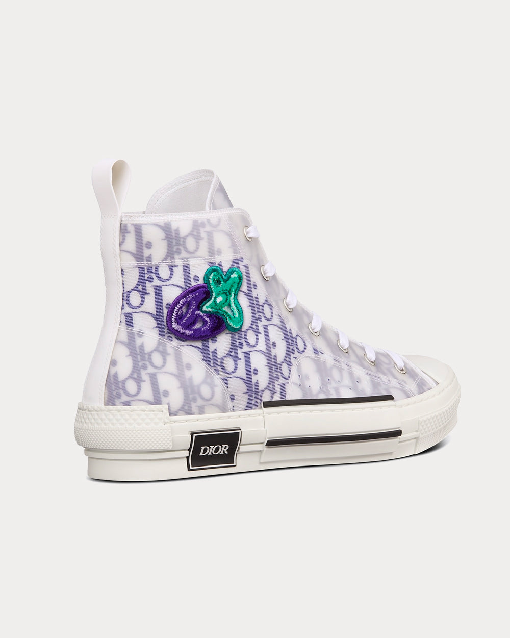 Dior x Kenny Scharf B23 White and Purple Dior Oblique Canvas with Embroidered Patches High Top Sneakers - 4