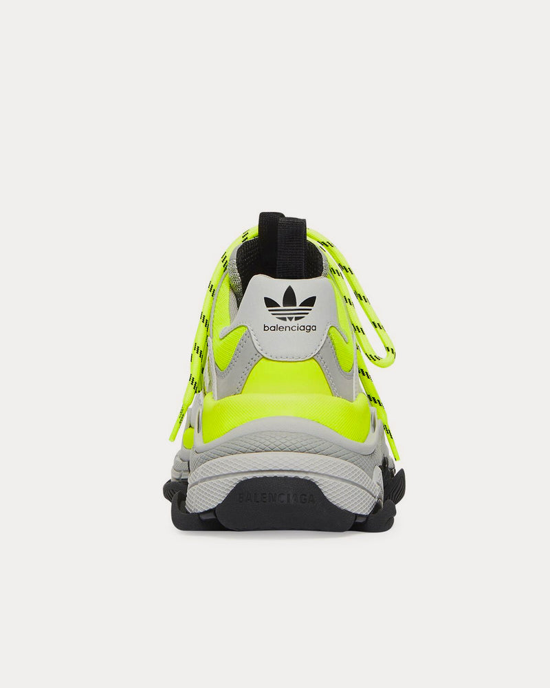 Balenciaga x Adidas Triple S Double Foam & Mesh Neon Yellow / Black / Grey  Low Top Sneakers - 4