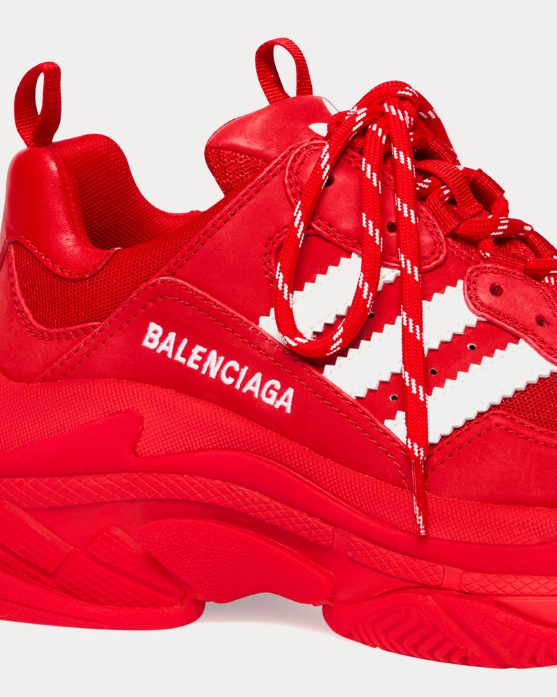 Balenciaga x Adidas Triple S Double Foam & Mesh Red / White Low Top Sneakers - 6