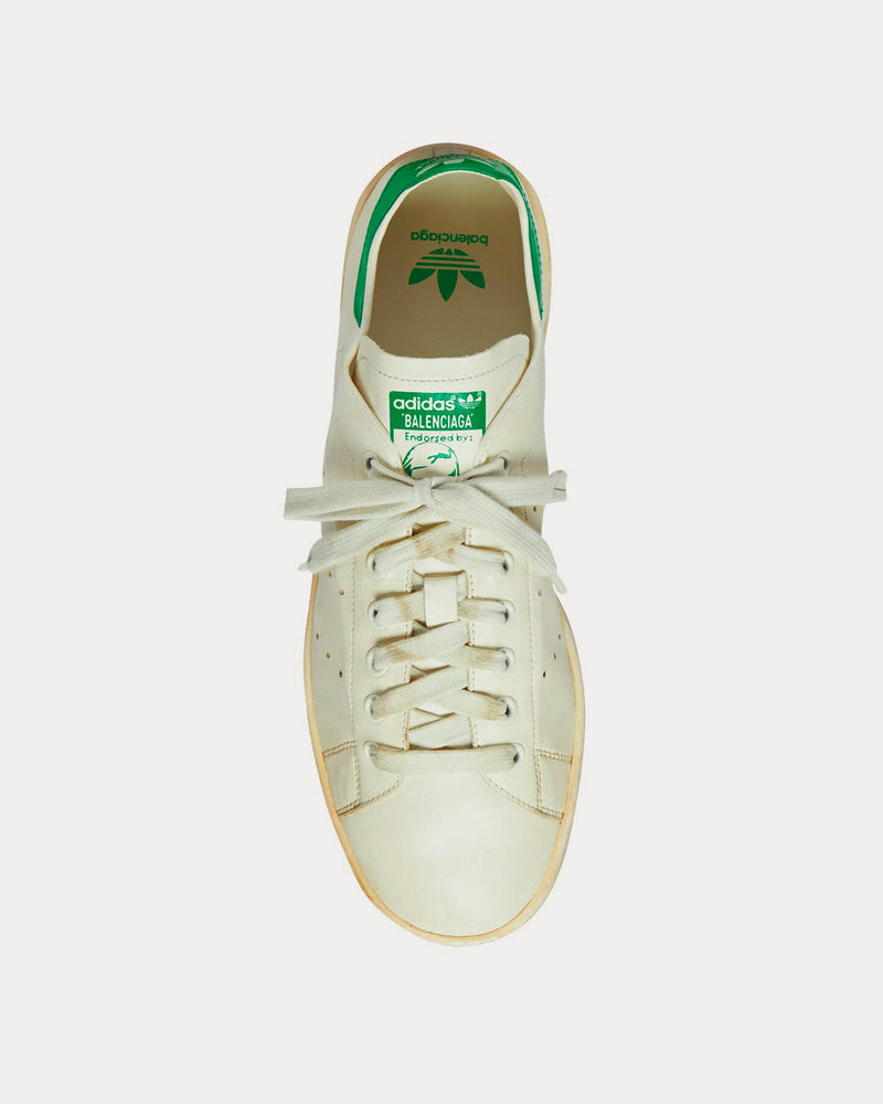 Balenciaga x Adidas Stan Smith Worn-Out Off-White / Green Low Top Sneakers - 2