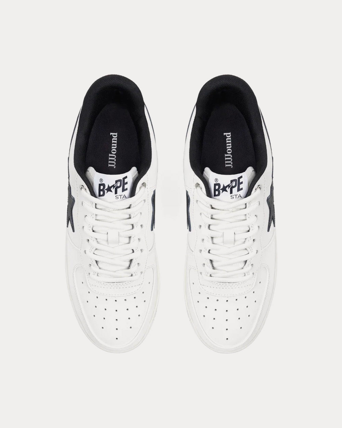 A Bathing APE x JJJJound Bape Sta White / Black Low Top Sneakers - 2