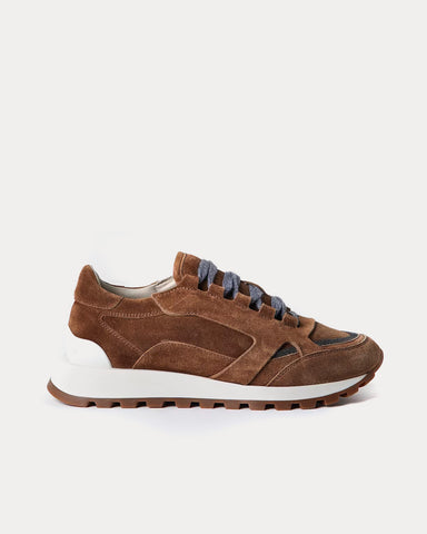 Brunello Cucinelli Suede runners with Monili Copper Low Top Sneakers