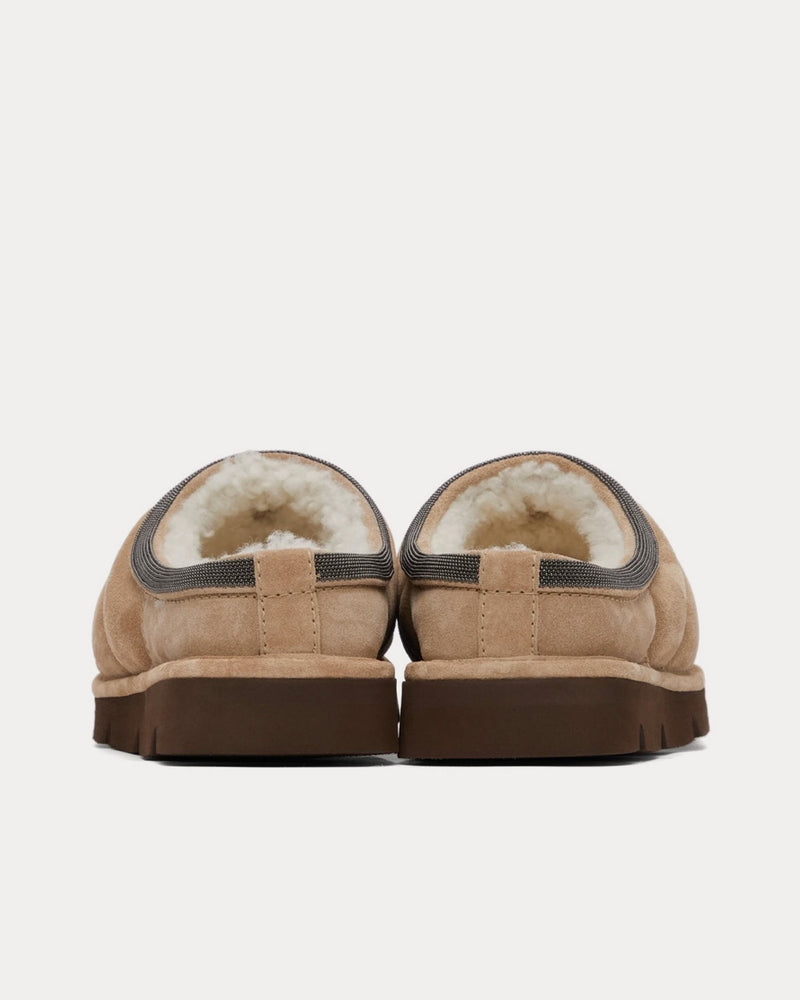 Brunello Cucinelli Puffy Suede Beige Slip Ons - 3