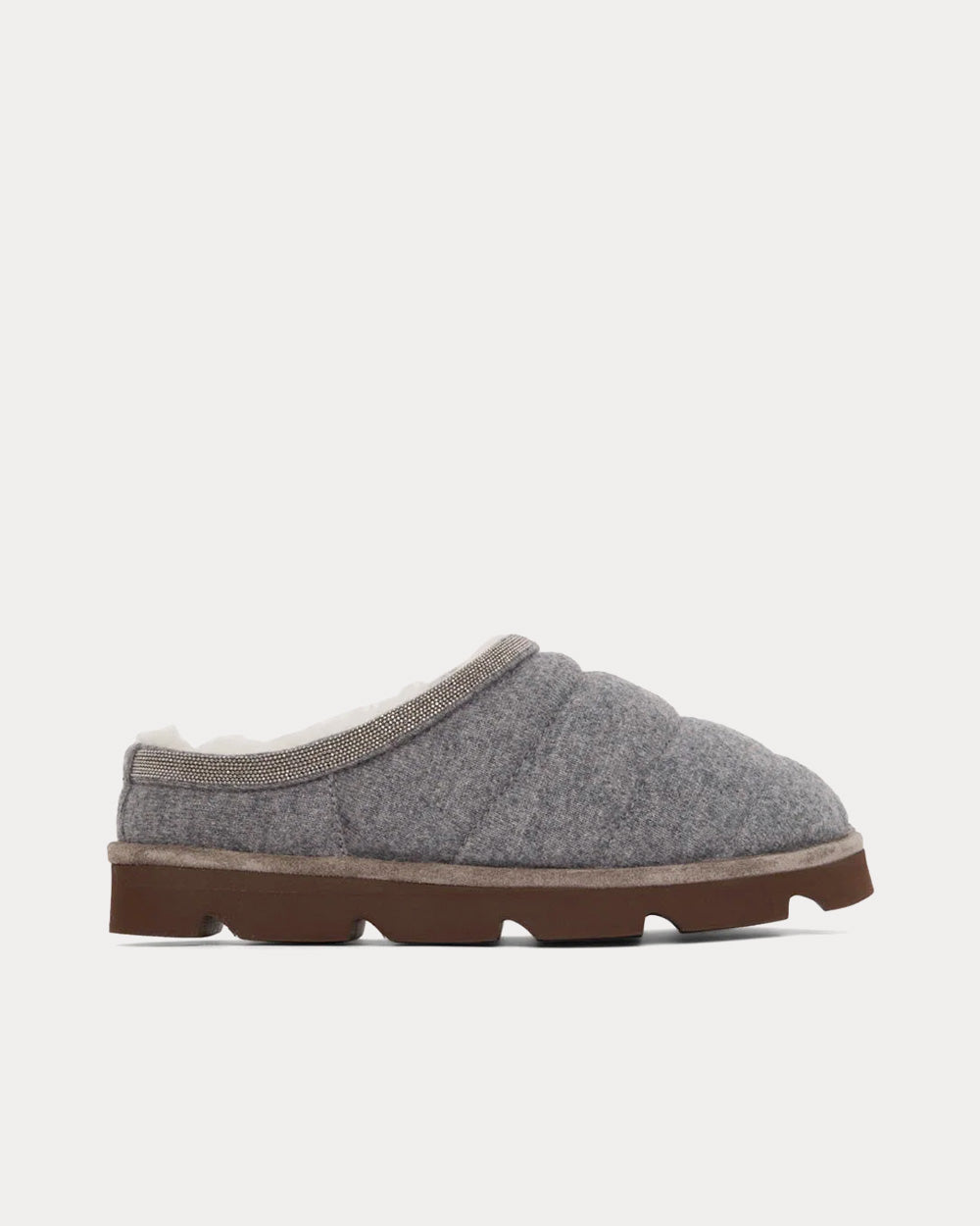 Brunello Cucinelli Puffy Knitted Grey Slip Ons - 1