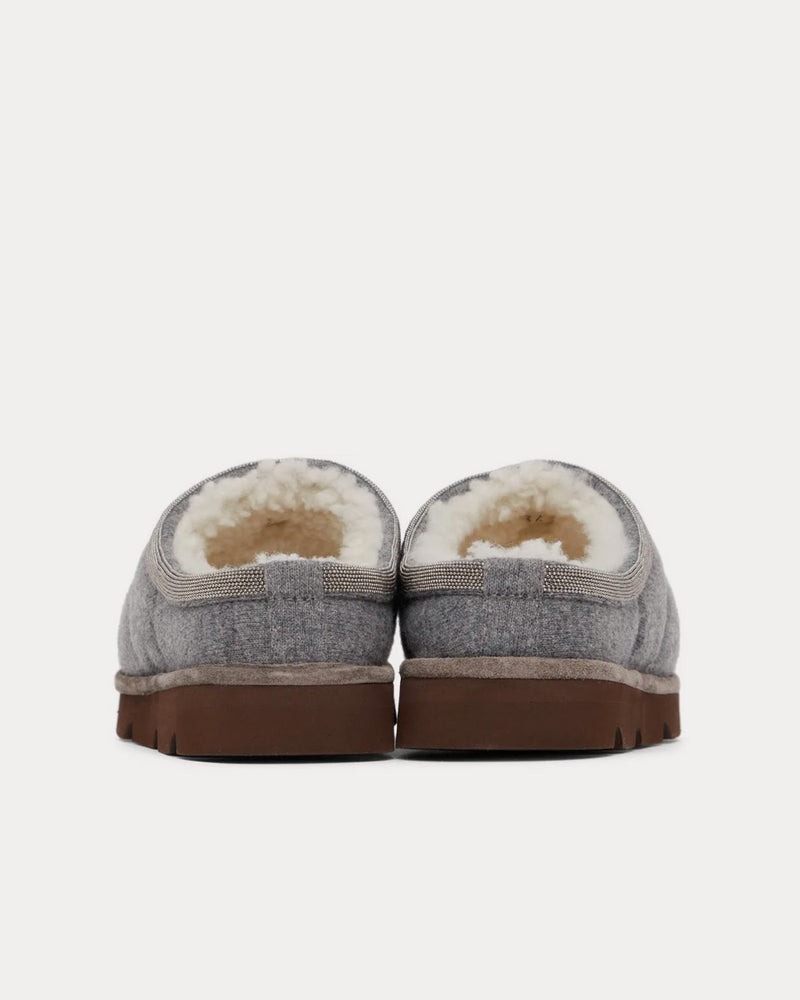 Brunello Cucinelli Puffy Knitted Grey Slip Ons - 3