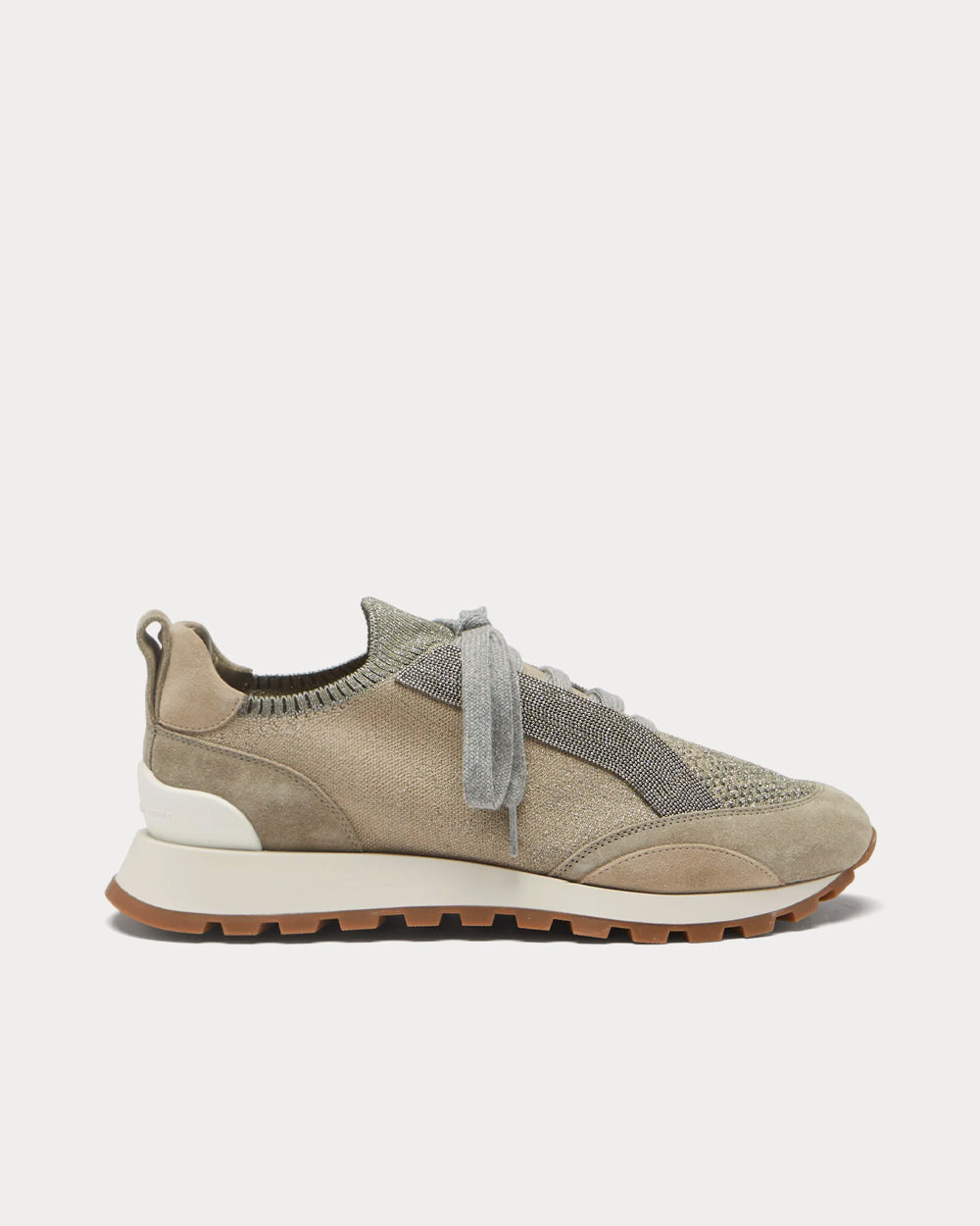 BRUNELLO CUCINELLI Sneakers with decorative gems in beige