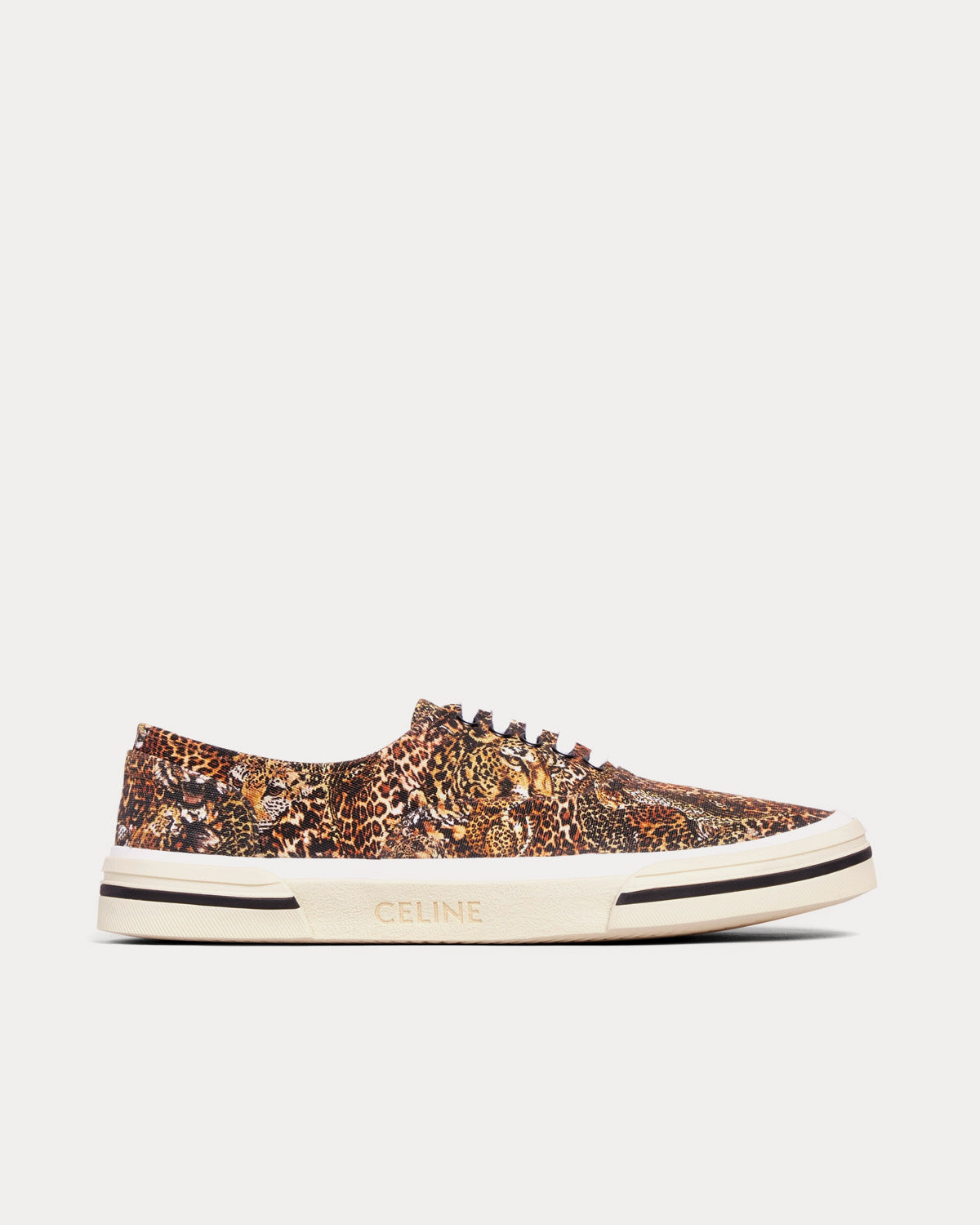 Celine Elliot Printed Canvas 'Tigers & Leopards' Brown / Black Low Top Sneakers - 1