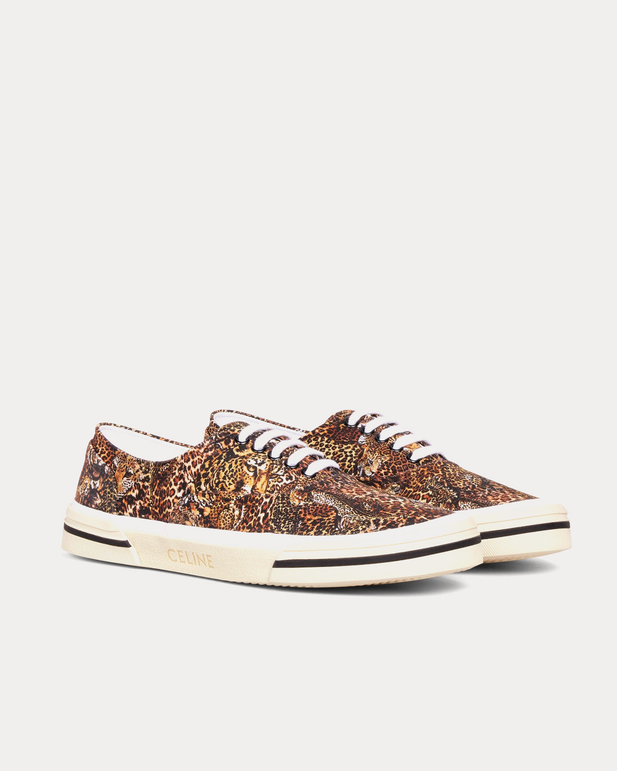 Celine Elliot Printed Canvas 'Tigers & Leopards' Brown / Black Low Top Sneakers - 2