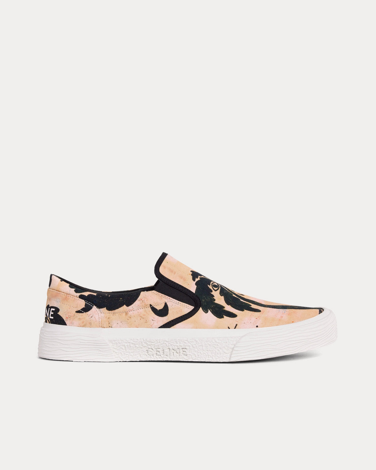 Celine Elliot Printed Canvas 'Lost Paradise' Beige/ Black Slip On Sneakers - 1