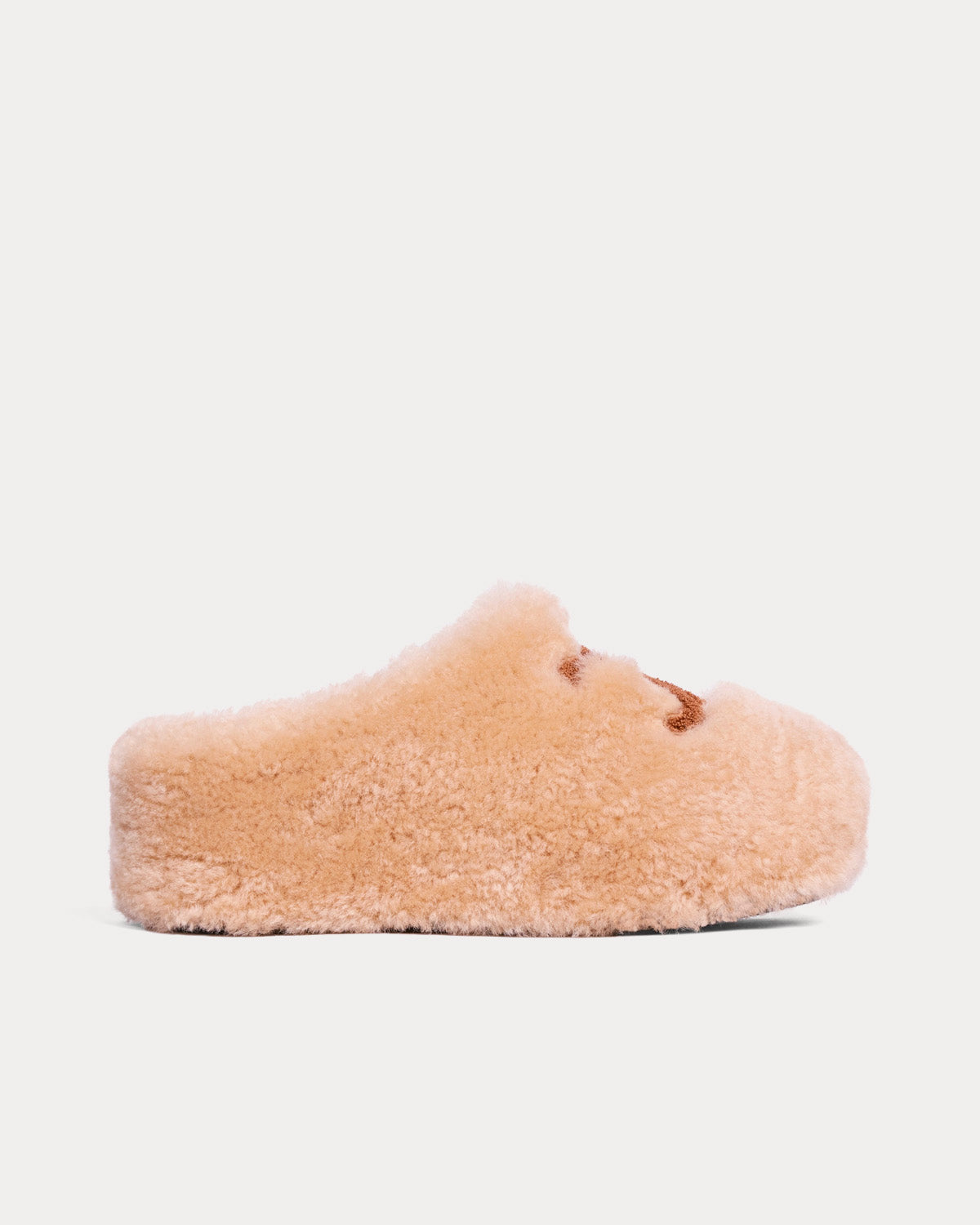 Celine Shearling Fur Mule Cream Slip Ons - 1