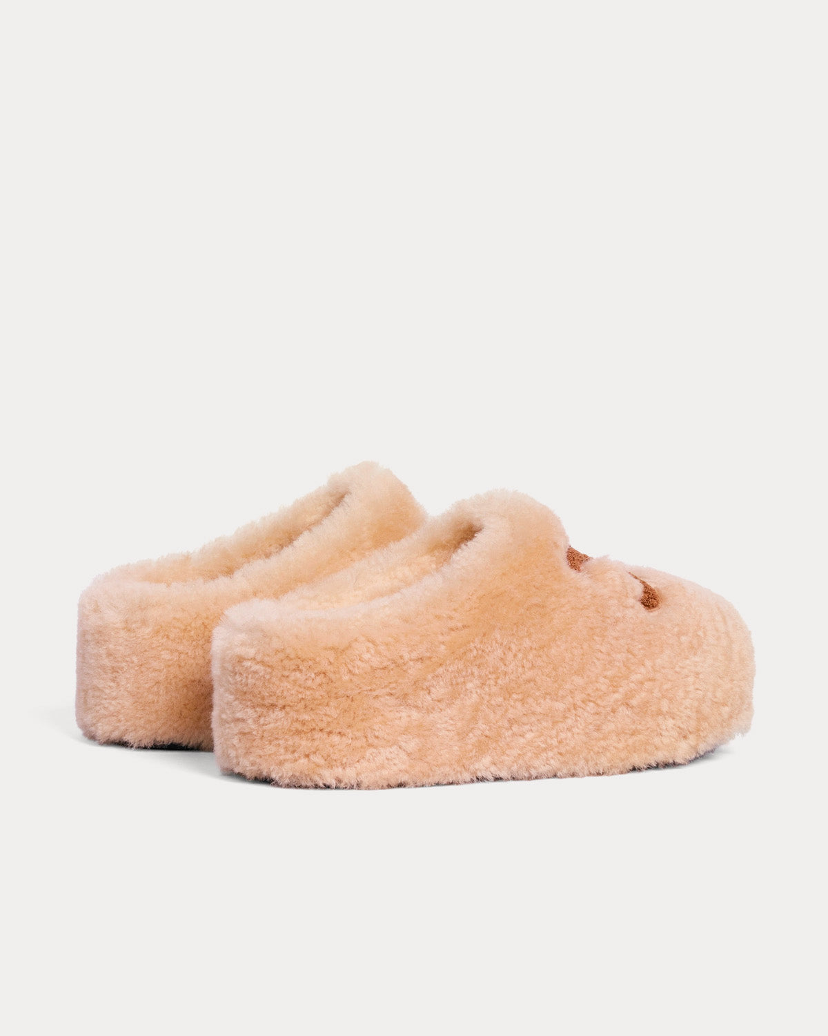 Celine Shearling Fur Mule Cream Slip Ons - 3