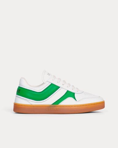 Celine Lace-up Optic White / Flash Green / Beige Low Top Sneakers