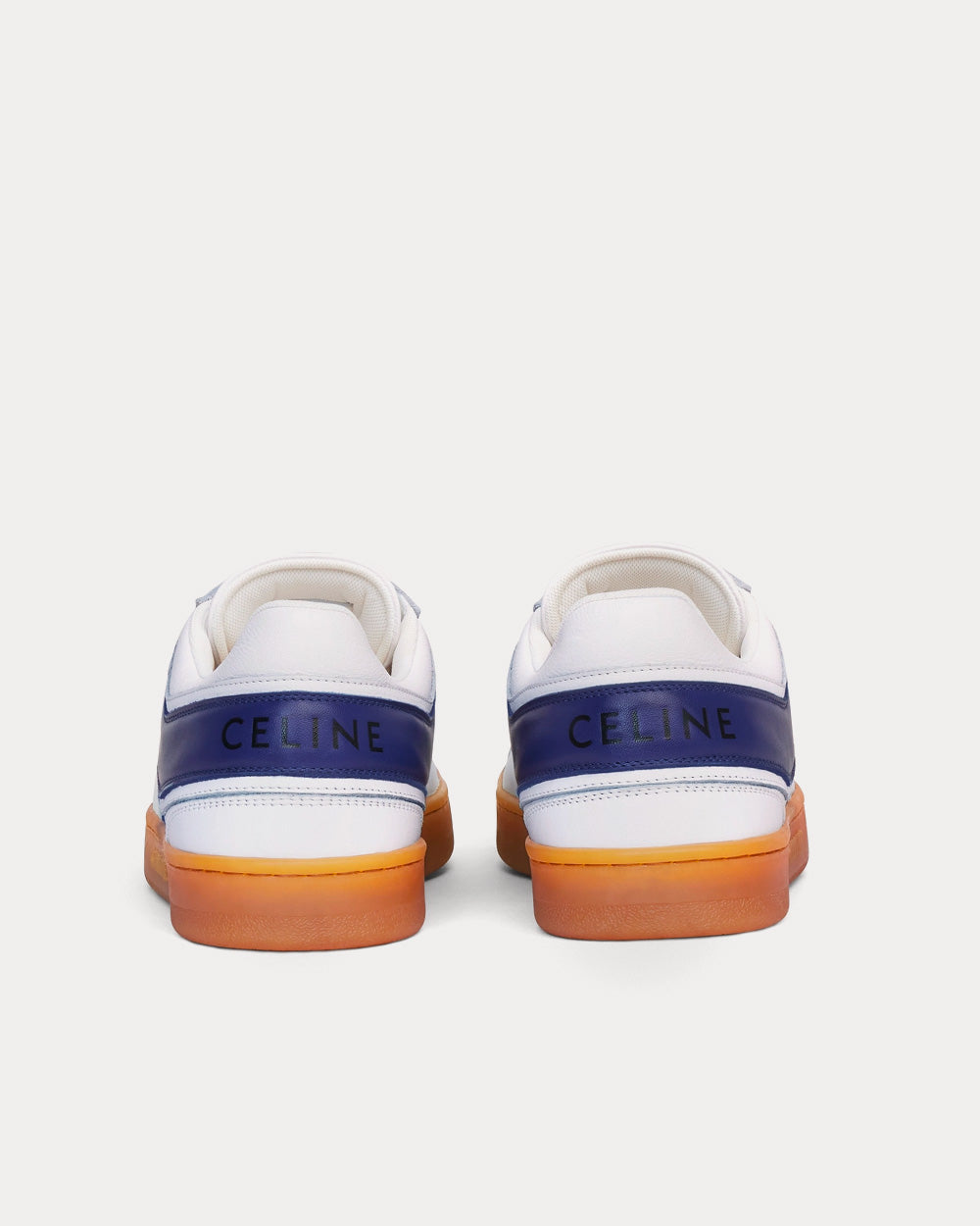 Celine Lace-Up Leather Optic White / Navy / Beige Low Top Sneakers - 3