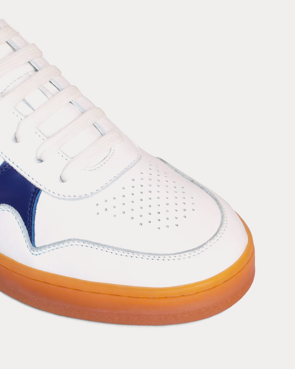 Celine Lace-Up Leather Optic White / Navy / Beige Low Top Sneakers - 4