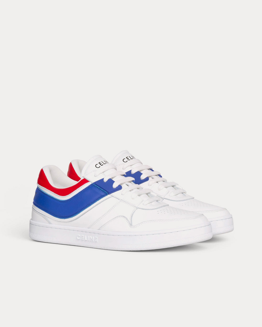 Celine Lace-up Calfskin Optic White / Red Blue Low Top Sneakers - 2