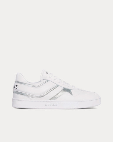 Celine Lace-up Calfskin & Laminated Calfskin Optic White / Silver Low Top Sneakers