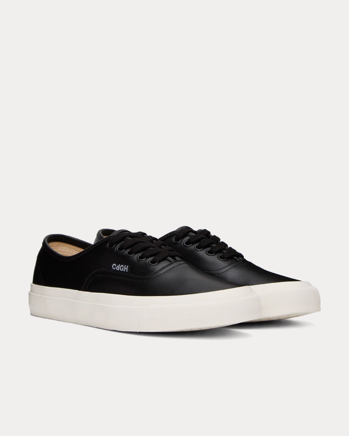 Comme des Garçons Homme Panelled Leather Black Low Top Sneakers - 2