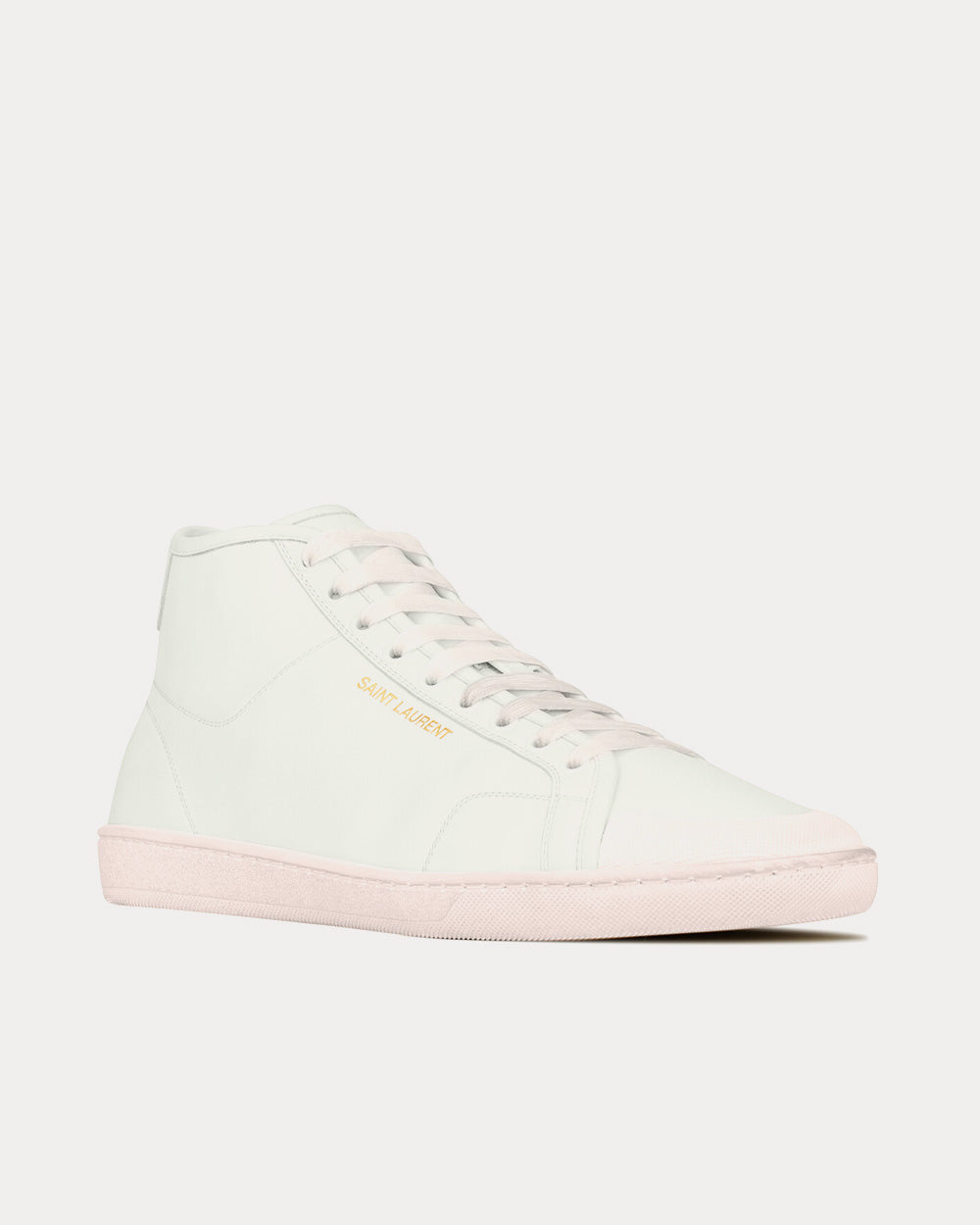 Saint Laurent SL/39 Court Classic Grained Leather White / Pink Mid Top Sneakers - 3