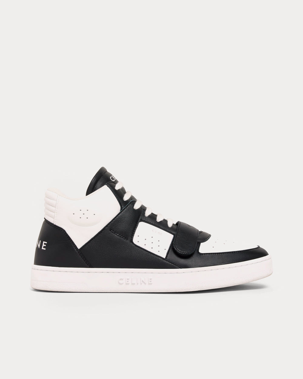 Celine CT-02 Mid Scratch In Calfskin White / Black High Top Sneakers - 1