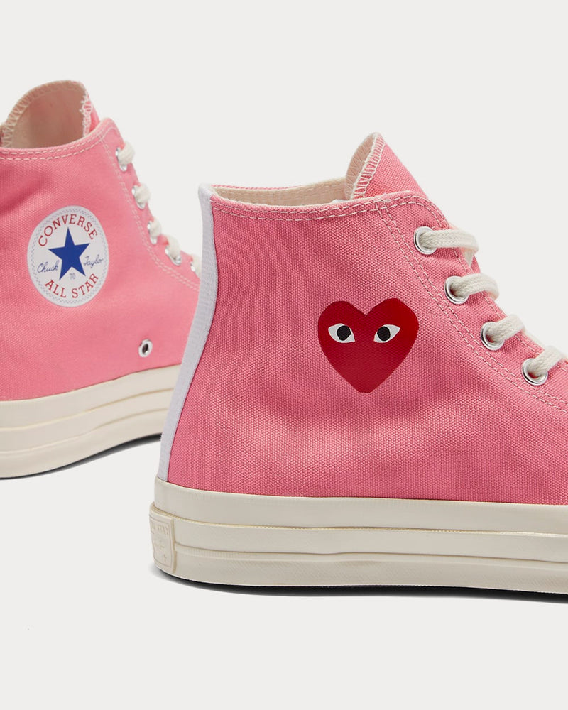 Converse x Comme des Garçons PLAY Chuck 70 Pink High Top Sneakers - 4