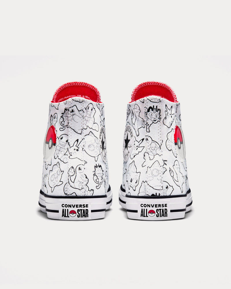 Converse x Pokémon Poké Ball Chuck Taylor All Star White / Black / University Red High Top Sneakers - 4